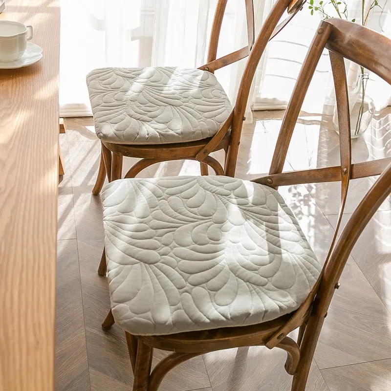 40x43CM Horseshoe Shaped Chenille Cushion Home Dining Chair Mats Seat Cushion Solid Color Thickened Office Chair Cushion