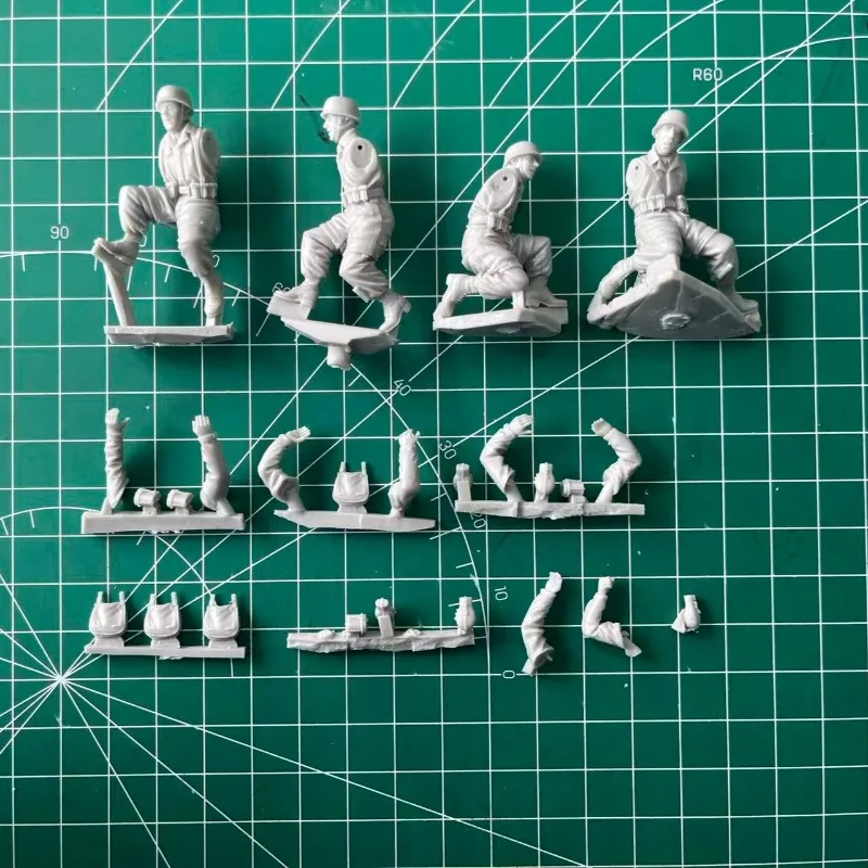 Kit de modelo de montagem de figura de resina em escala 1/35, artilharia, hobby histórico de 4 pessoas, estátua em miniatura, desmontado e sem pintura