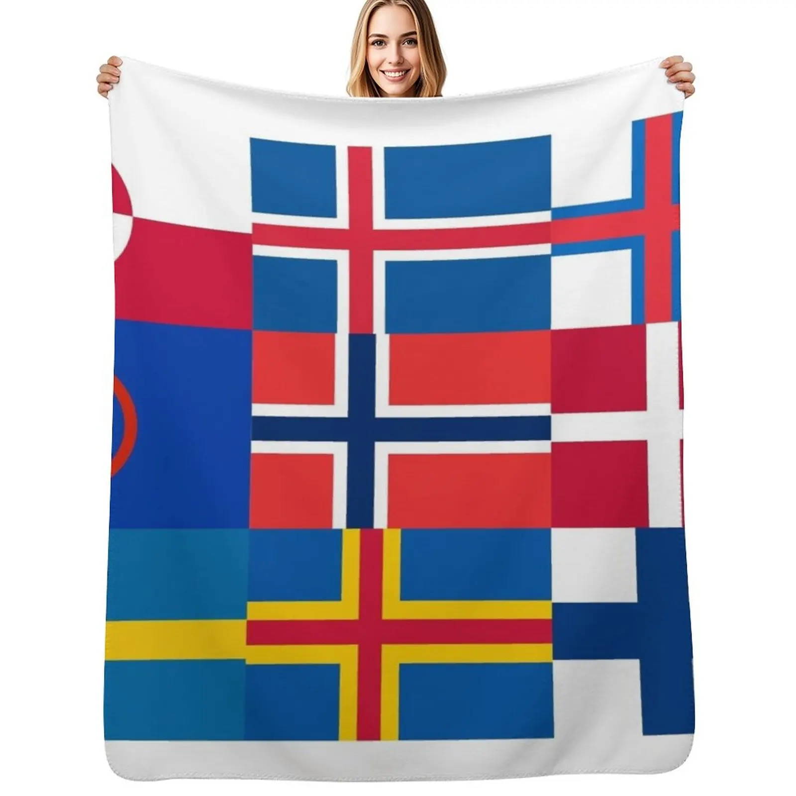 

Nordic Flags Geo East to West Throw Blanket Cozy Microfiber Throw Blanket for Home Bedroom