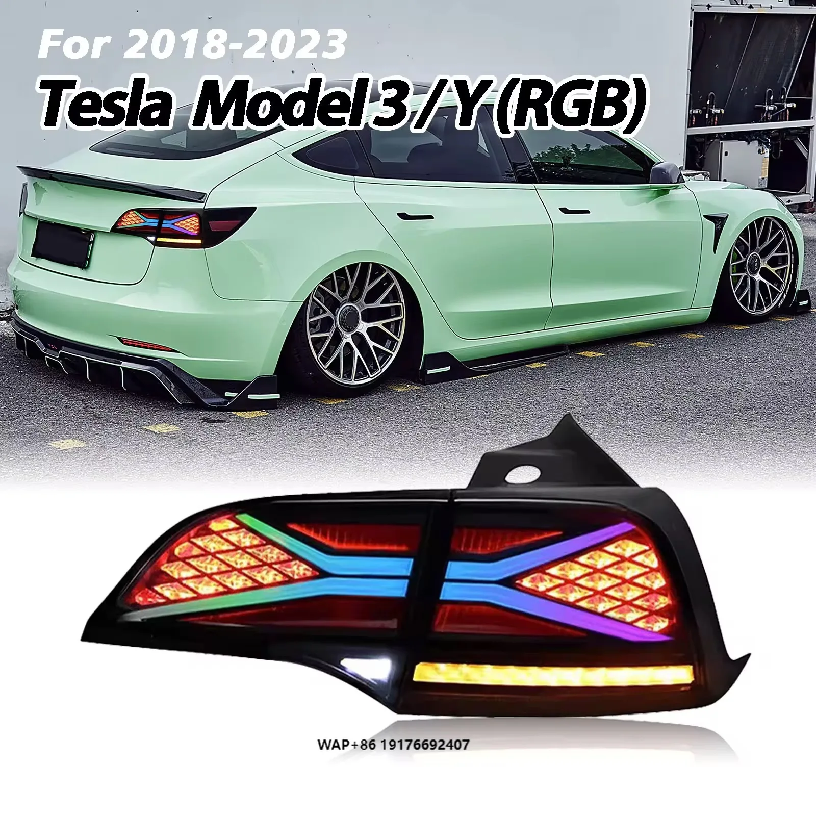 New DK Motion Upgrade LED Taillights forTesla Model 3 Model Y 2018-2023 Rear Lamps Assembly Modified Dynamic Streamer Light