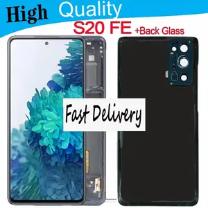 Bilashmart High Quality AMOLED LCD Replacement Samsung S20 FE Touch Screen G780F G781F S20 FE 5G S20 Lite Display with Back Glass