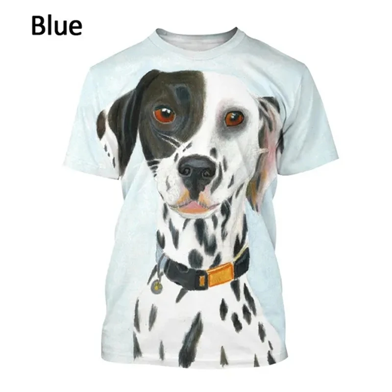 Summer Short-Sleeved Men\'s T-Shirt 3D Animal Dalmatian Funny T-Shirt Anime Cute Aalmatian Shiba Inu Street Slothing Women Tees