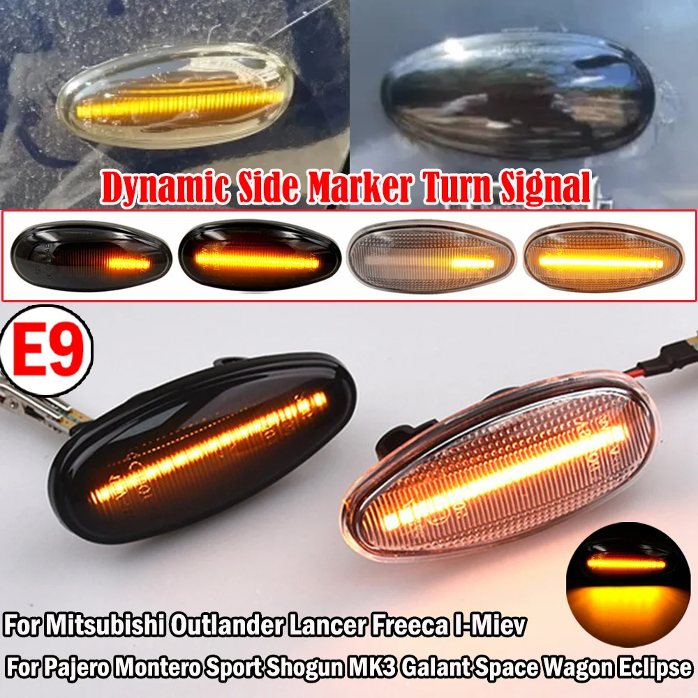 For Mitsubishi Pajero Montero Shogun MK3 Magna Space Adventure Airtrek Chariot LED Dynamic Side Marker Light Turn Signal Lamps