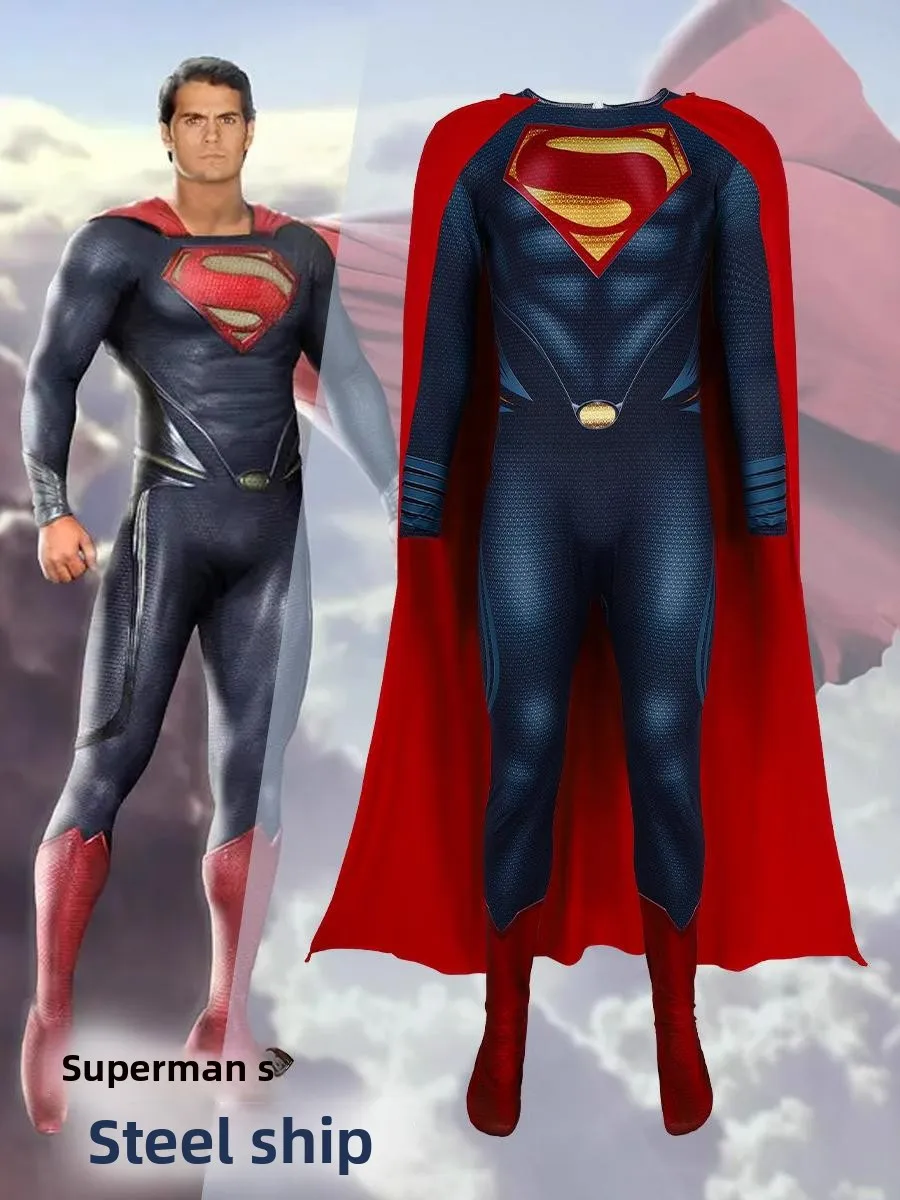 

loween Superhero Costume Steel Body Clark Kent Performance Suit Stage ow Outfit Women's Traditional Clothing National Co...