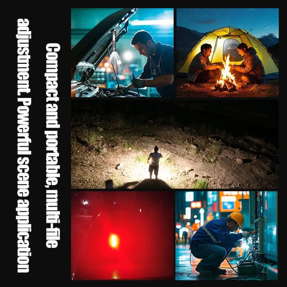 

Magnetic Pocket Flashlight LED Rechargeable Strong Light Torch Digital Electronic Display Adjustable Aperture Work Flashlight