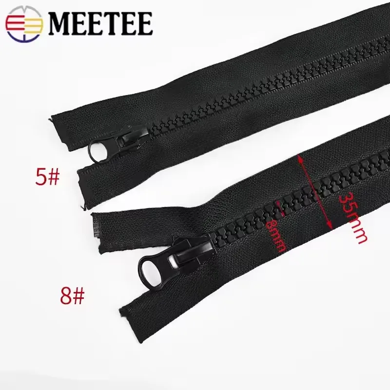 60-300cm 5# 8# Resin Zipper for Sewing Long Open-End Zippers with Single/Double Sliders Tent Coat Clothes Zip Repair Accessories