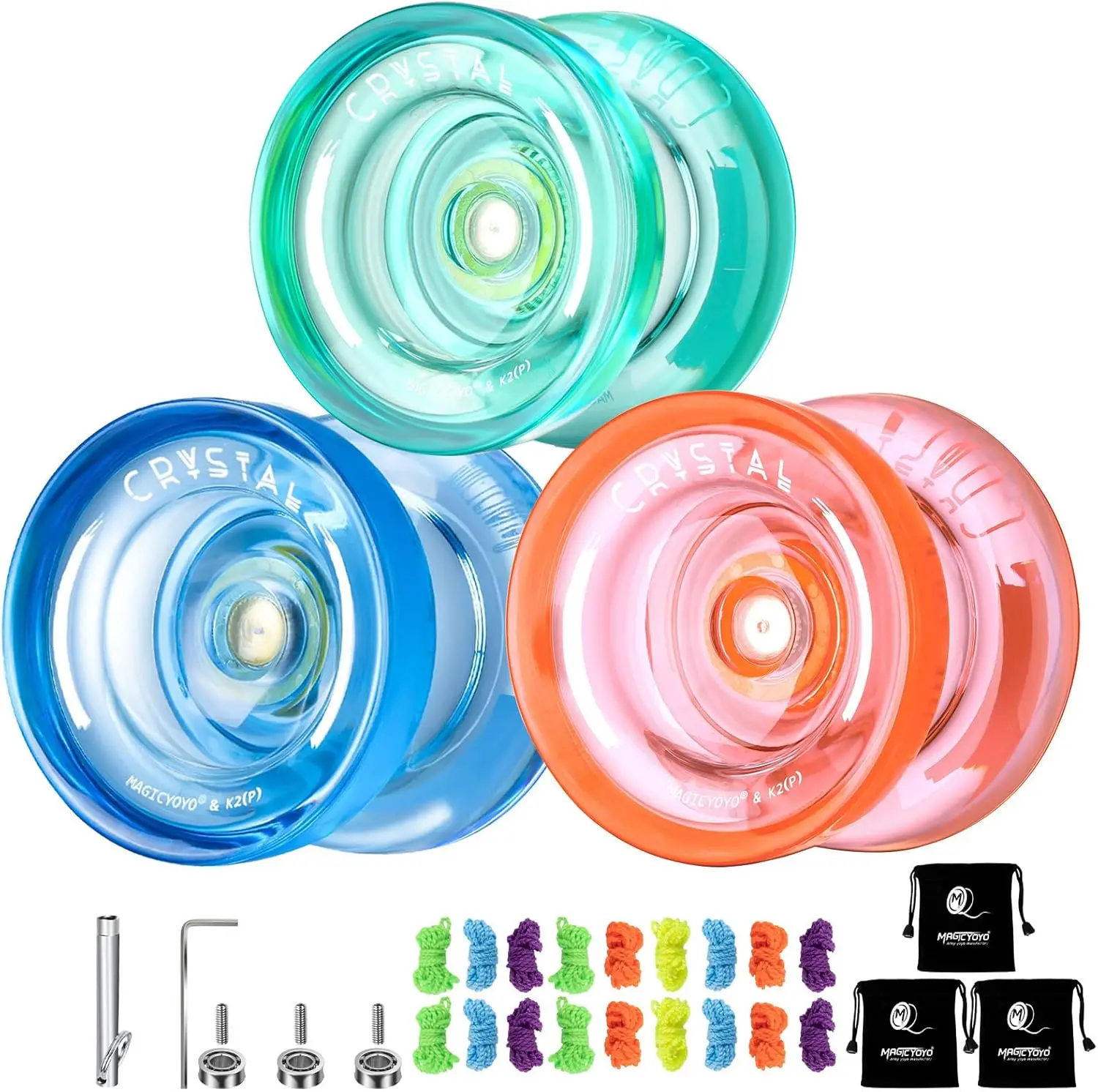 

MAGICYOYO K2 Crystal Yoyo Responsive Yo Yo for Kids, Professional Dual Purpose Yo-yos Replacement Unresponsive Bearing
