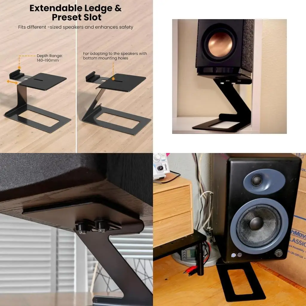 2Pcs Desktop Speaker Stand with Vibration Absorption Pads Speaker Risers for Most Small & Medium Bookshelf Speakers