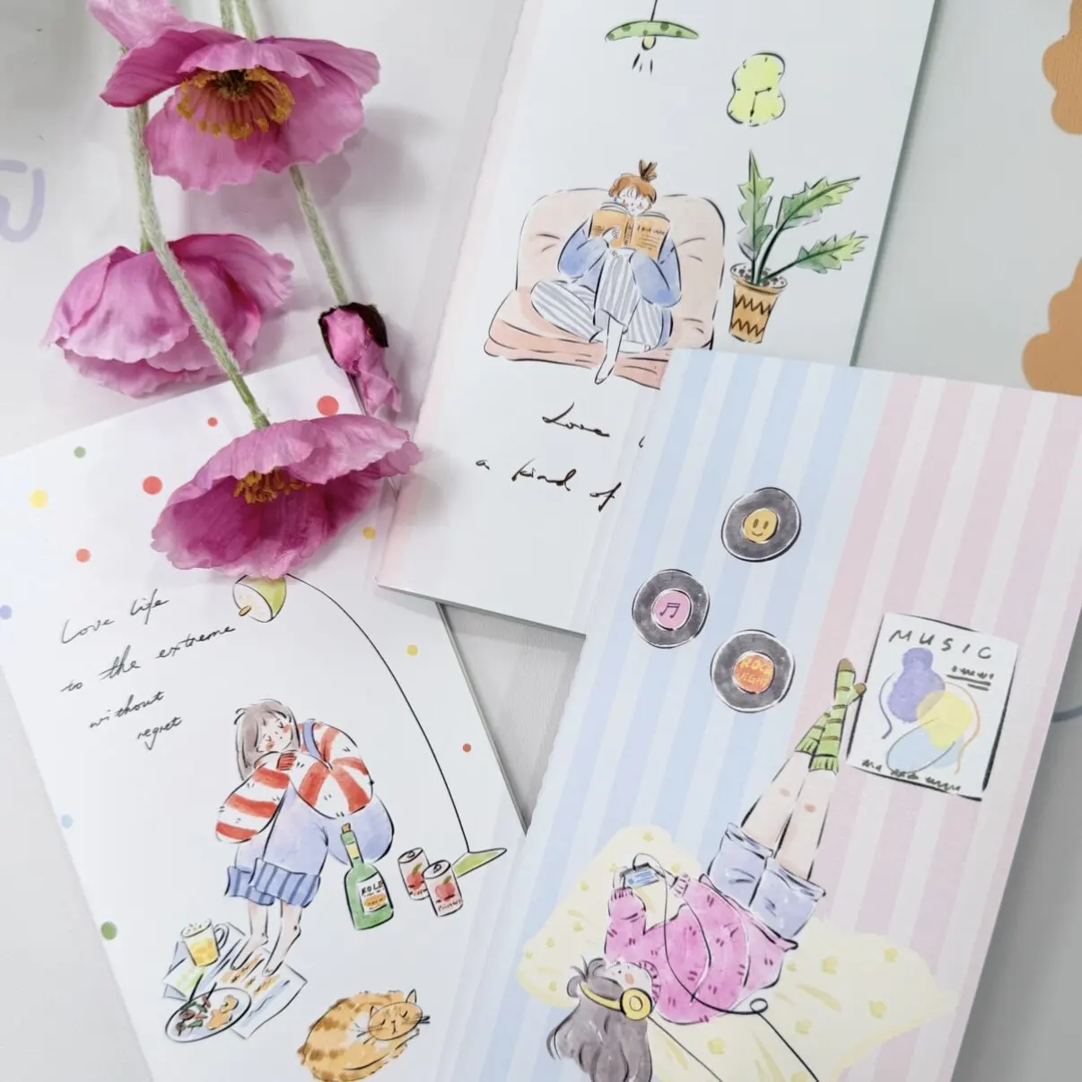 Lynn Studio Vinatge Reading Time Girl Journal TN Book Planner DIY Scrapbooking Card Making Decoration
