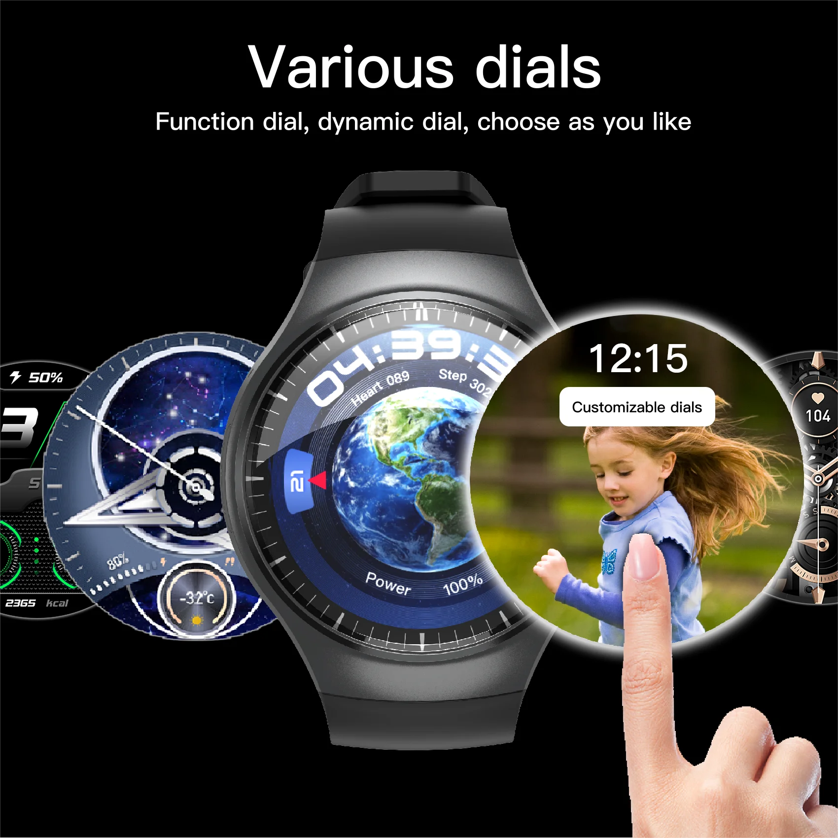 4G Android Smartwatch DM80 2+16GB GPS Wifi 1.43 pollici AMOLED 950mAh Batteria Sim Card Smart Watch