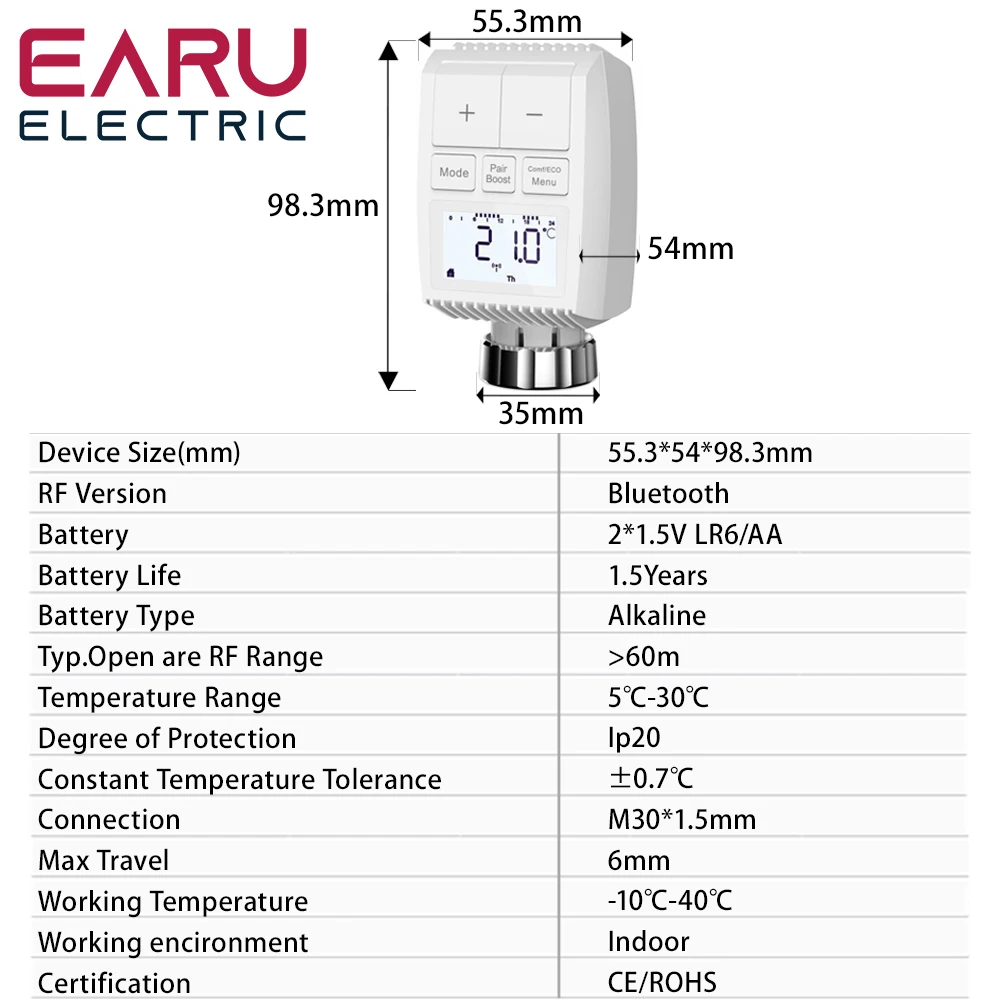 Tuya Smart Bluetooth Radiator Actuator TRV Programmable Thermostat Radiator Valve Remote Temperature Controller Support Alexa