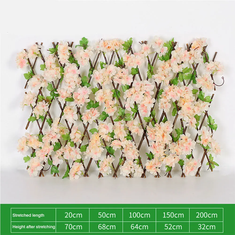 Wooden Hedge with Artificial Flower Leaves Garden Decoration Screening Expanding Trellis Privacy Scr