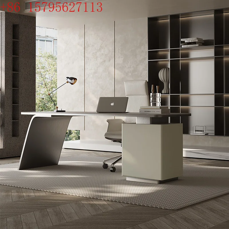 

Современный письменный стол из каменной плиты, простой высококачественный офисный стол и стул