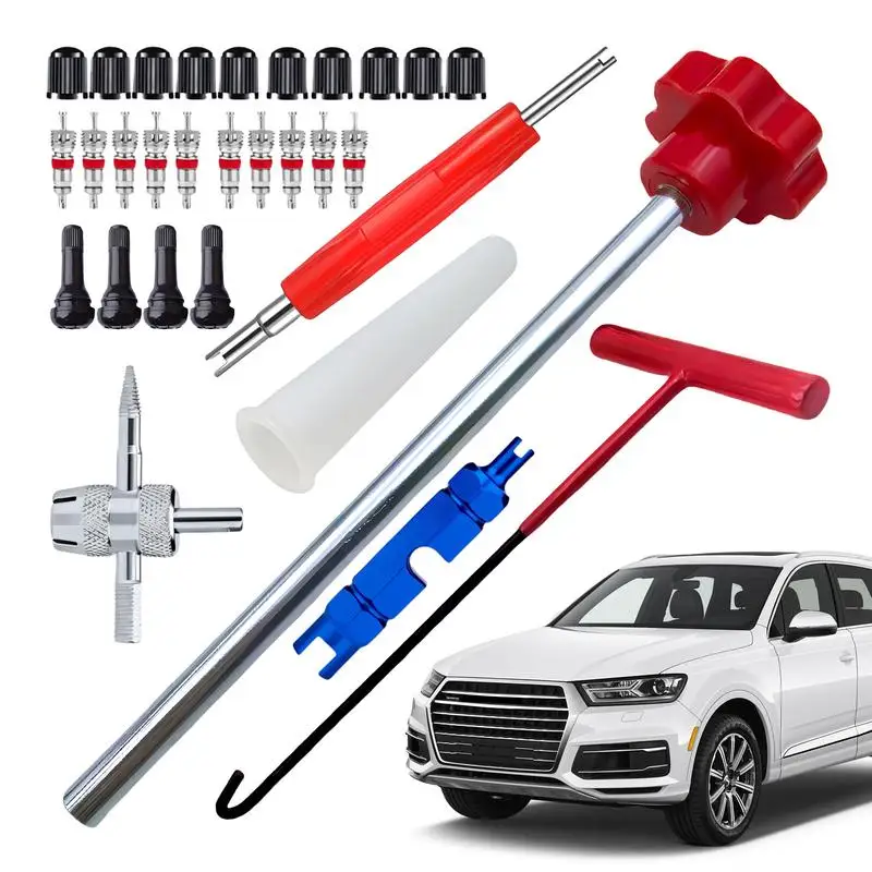 

30PCS Valve Stem Core Tube Metal Tire Repair Tools Tire Valve Stem Puller Car Motorcycle Remover Auto Tool Car Accessories