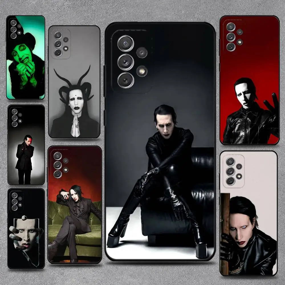 

Singer M-Marilyn MansonS Phone Case For Samsung S 25,24,23,22,30,21,10,9,Ultra,Plus,Lite,FE,4,5G Black Soft Case