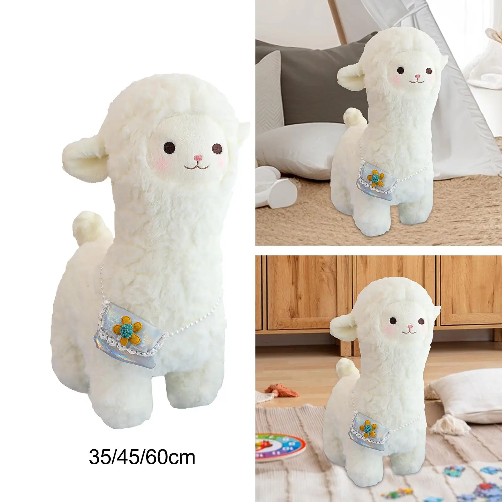 Alpaca mainan tidur bayi, boneka hewan bayi, hadiah liburan, mainan mewah untuk festival Sofa mobil