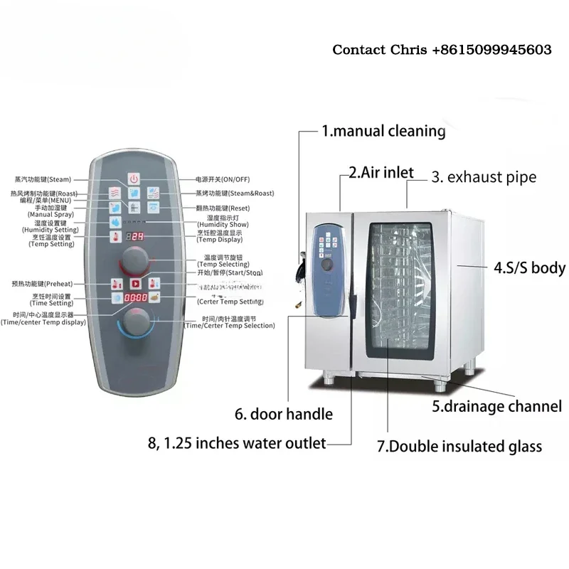 معدات المطبخ آلة خبز الخبز الكهربائية متعددة الوظائف فرن بخار كومبي للبيع