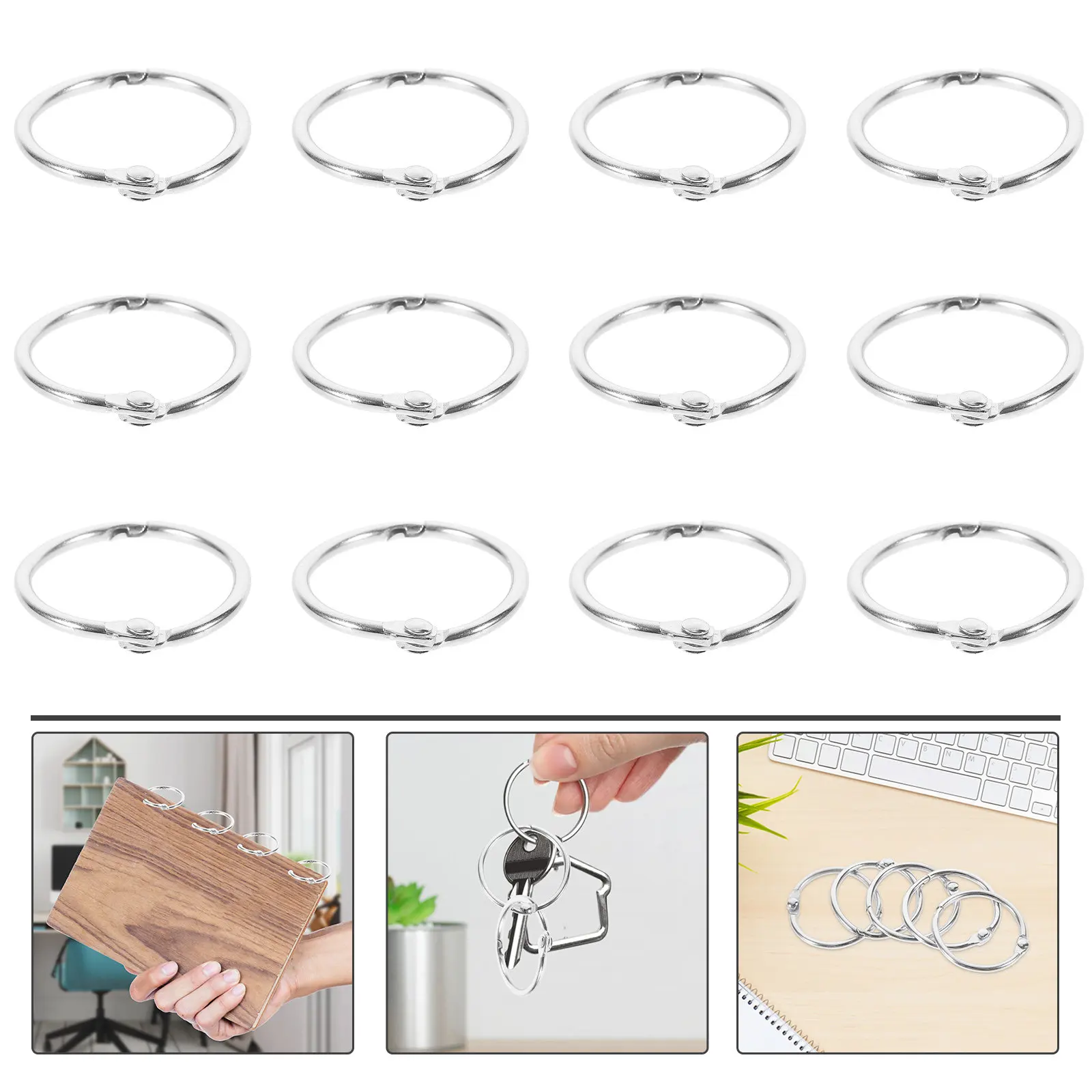 

20Pcs Loose Leaf Binder Rings Metal Snap Book Rings for Index Cards Flash Cards DIY Organizer Key Ring Supplies