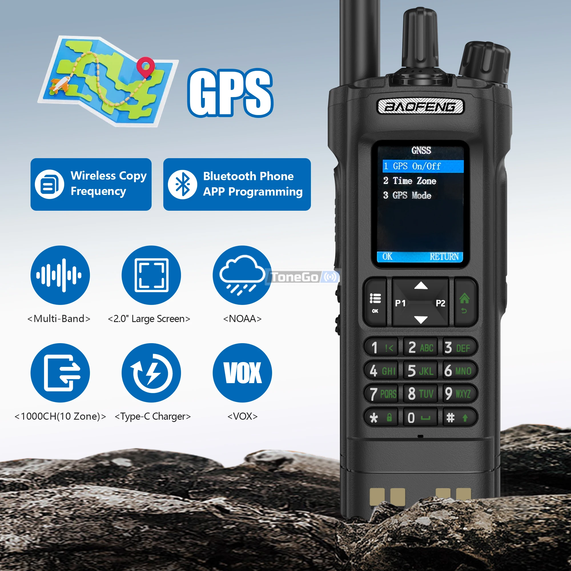 BAOFENG UV-32 نظام تحديد المواقع لاسلكي تخاطب 10 واط متعدد الموجات بلوتوث برمجة نسخة لاسلكية تردد NOAA طويلة المدى هام اتجاهين الراديو