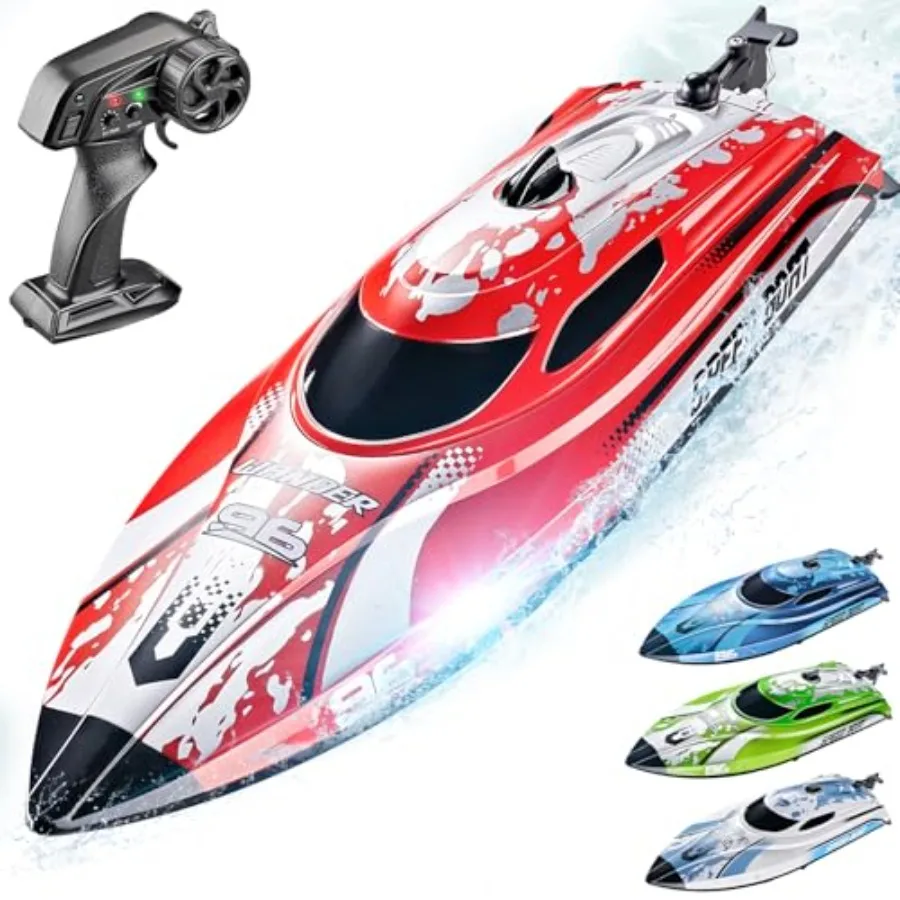Remote Control Boat For Lakes And Pools, Waterproof ABS Plastic, Blue And White, 25 KPH High Speed With 700mAh Rechargeable Bat