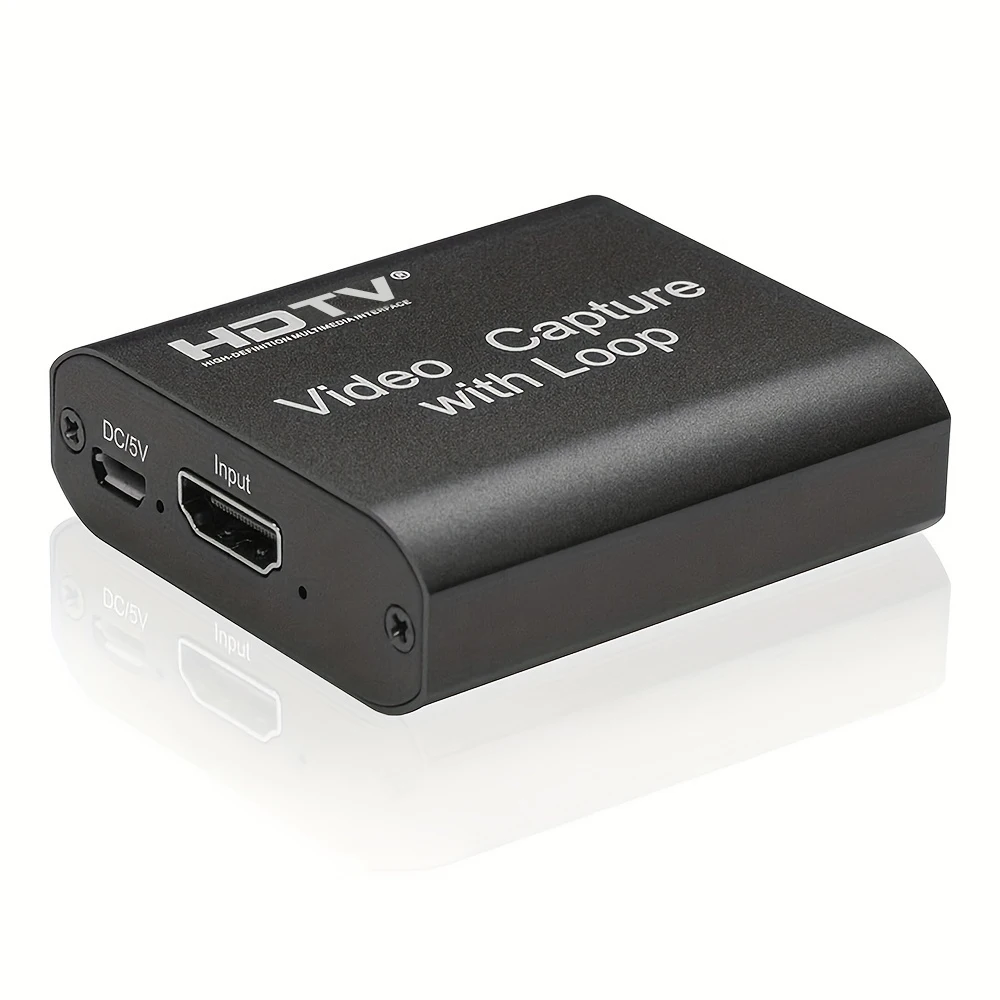 HDTV capture card for high-definition live streaming, USB external switch for games, etc. USB to HDTV with loop out capture card