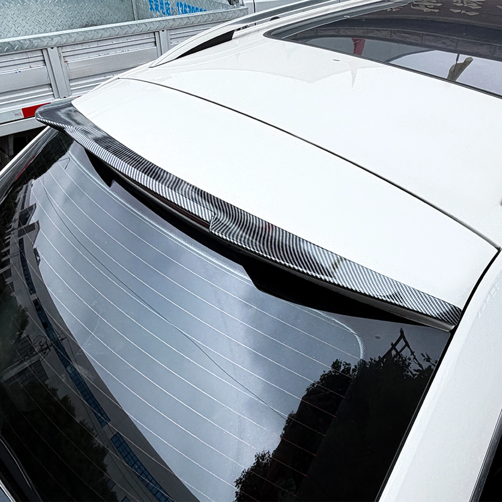 Heckspoilerlippe Dachflügel Carbon-Optik/Glanz Schwarz Heckklappen-Oberlippe für Skoda Octavia MK3 2015-2020