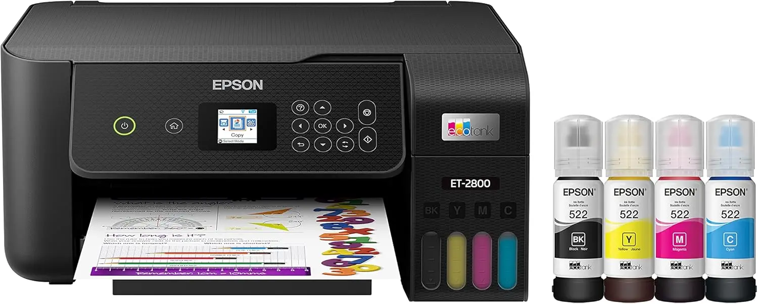 EcoTank ET-2800 Wireless Color All-in-One Cartridge-Free Supertank Printer with Scan and Copy â€“ The Ideal Basic Home- Black