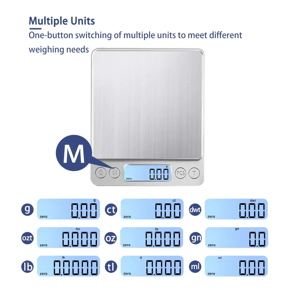 Digital Kitchen Scale 3000g/ 0.1g USB Charging with 2 Trays Home Mini Jewelry Pocket Scale with LCD Display Digital Food Scales