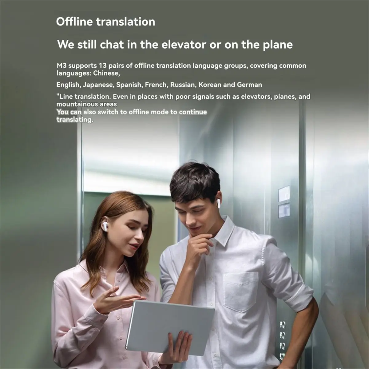 M3 Language Simultaneous Translator Headset ABS M3 Language Translator Earbuds