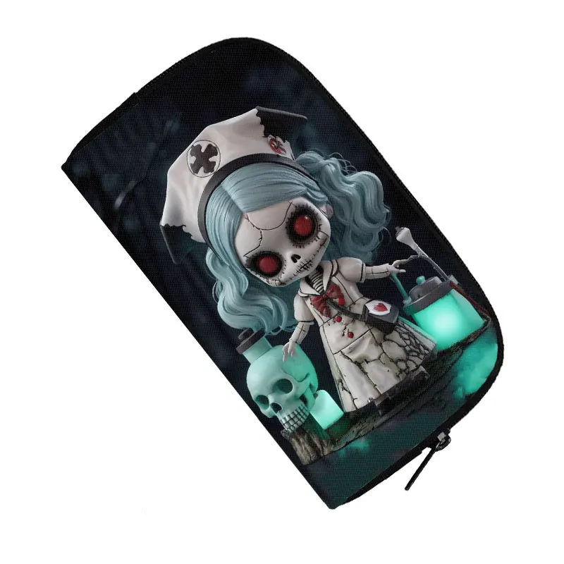 Horror Nightmare Zombie Girl Print Wallet Gothic Girls Coin Money Bags ID Credit Card Phone Organizer Clutch Long Wallets Gift