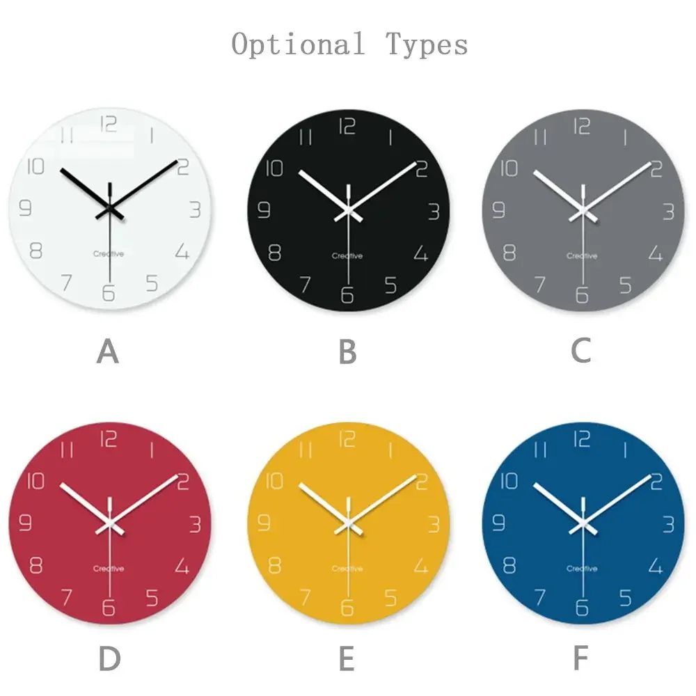Colorful Tempered Glass Wall Clock Silent Non-Ticking Fashion Design Modern Decor for Living Room