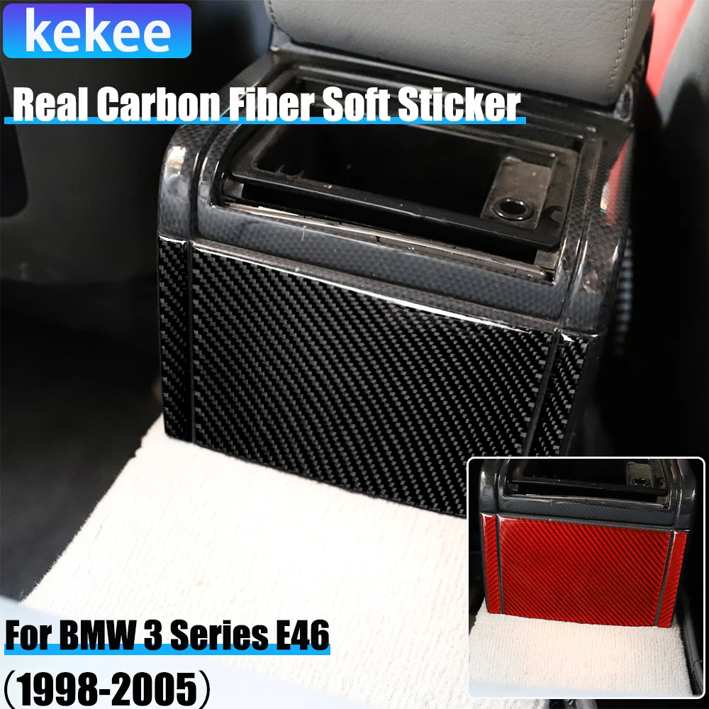 Real Carbon Fiber Car Accessories Rear Air Vent Panel Cover Sticker For BMW 3 Series E46 1998 1999 2000 2001 2002 2003 2004 2005