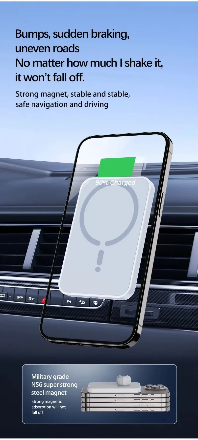 30W Magnetic Car Wireless Charger Sucker For Magsafe iPhone 12 13 14 15 16 Pro Max Air Vent Phone Holder Stand Fast Car Charging image 3