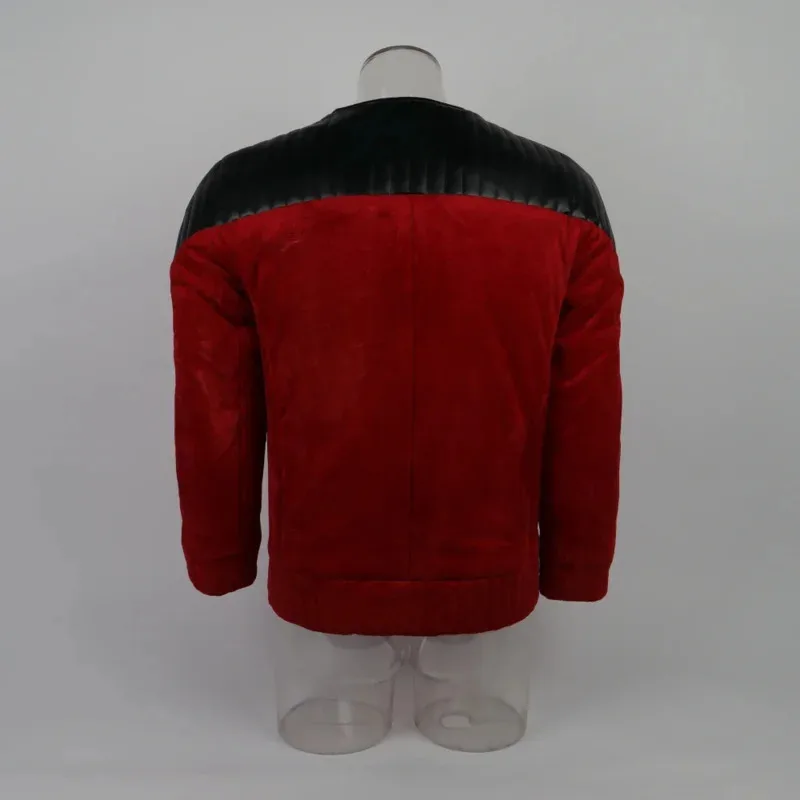 Nuevo 2025 estrella de la próxima generación Rek capitán Picard Duty uniforme chaqueta TNG disfraz rojo hombre abrigo de invierno cálido Cosplay Cos eqs9X