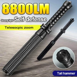 Powerful Baseball Bat Flashlight Self defense LED Flashlight Zoom Rechargeable Lamp Outdoor Tactical Flashlight Emergency Torch