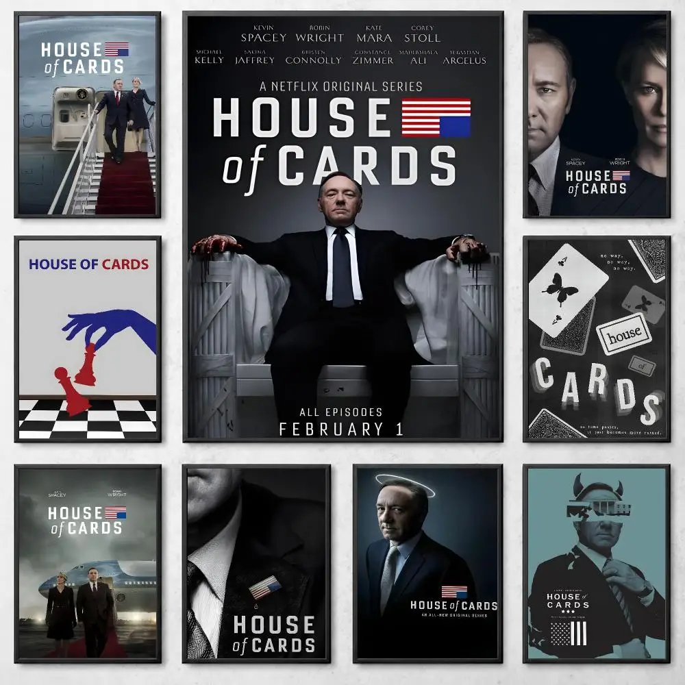Series Political H-House of Cards Poster Self Adhesive Art Poster Bedroom Dorm Gaming Room Decor Gift