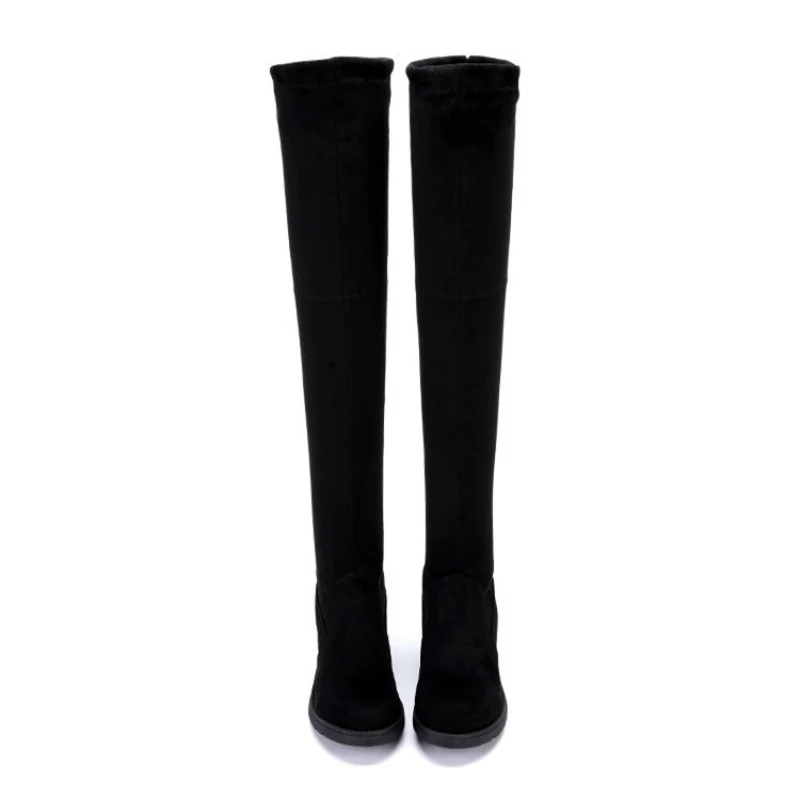 

Autumn/Winter New Fashion Long Boots Over Knee Flat Bottom Low Heel Korean Edition Comfortable Black Skinny Elastic Tall Boots