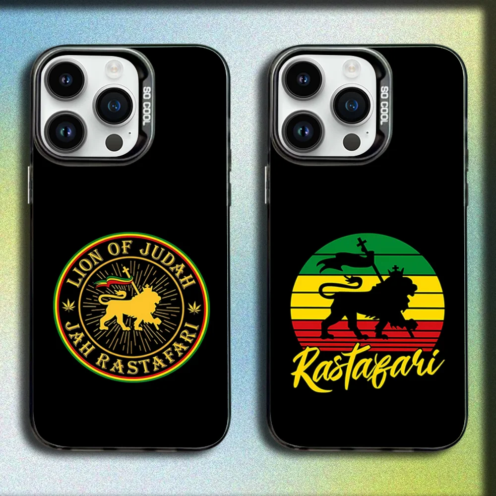 

Rastafari Lion Logo Flag Phone Case For iPhone 16,15,14,13,12,11,Mini,Pro,SE,MAX Gray Matte Silicone Black Cover