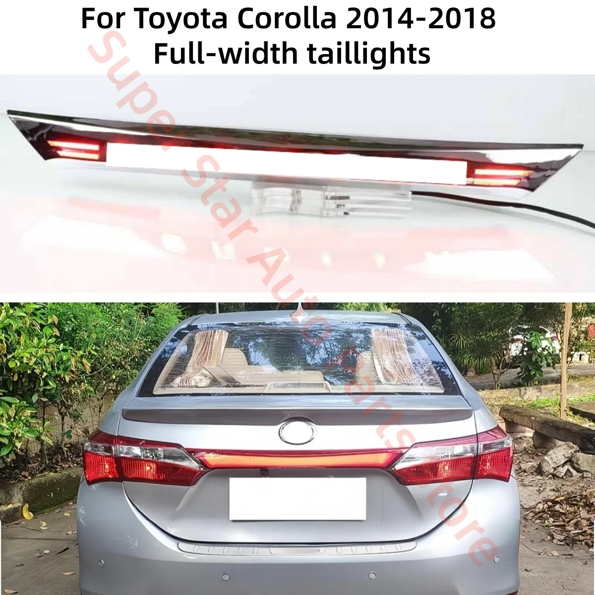 Fit for Toyota Corolla 2014-2018 Through-through tail light Flowing light Turn Tail lights LED Flashing car lights Brake lights