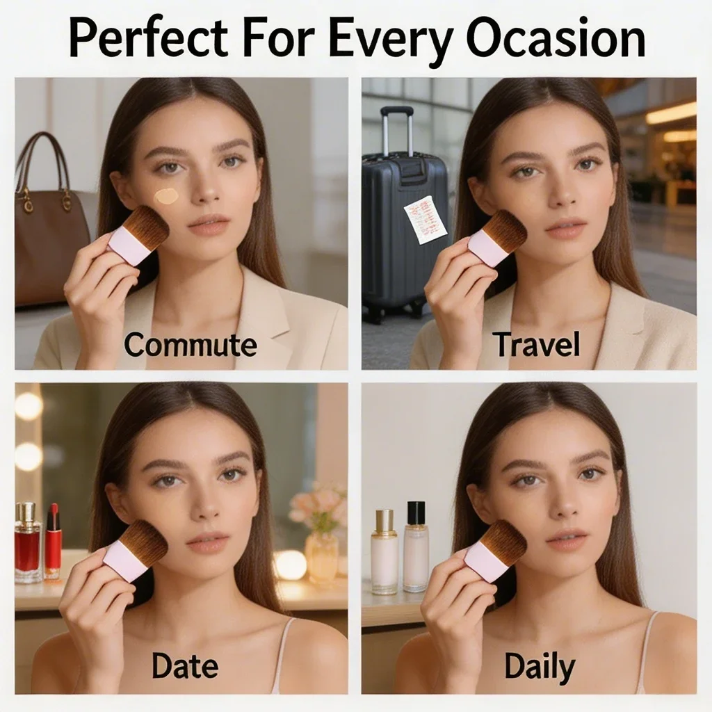 Magic 55 Flat Foundation Brush Set Portable No-Waste Liquid & Powder Makeup Tool Ideal Mother's Day Beauty Gift for Mom