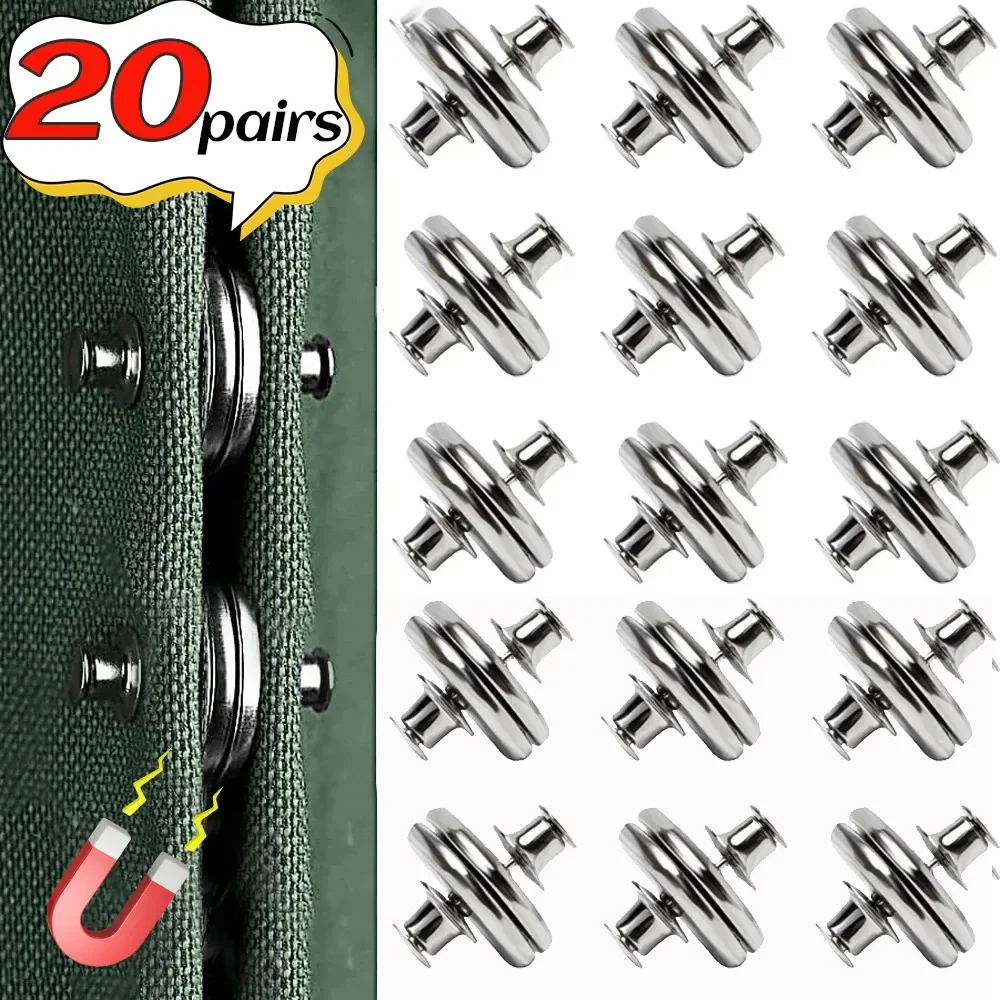 1/20Pairs Magnets Closure Double Sided Magnetic Curtain Clips Strong Silver Holder Buckle Pins Adjustment Curtains Accessories