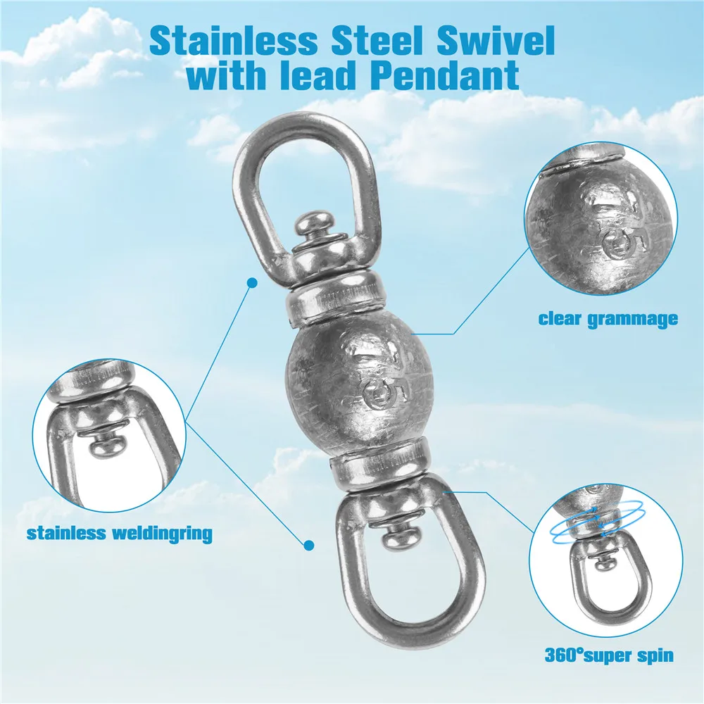 1-piece Sea Fishing Weights Trolling Sinkers 38g 45g 60g 75g Heavy-duty Weighted Big game Fishing Swivels for Tuna Shark Fishing