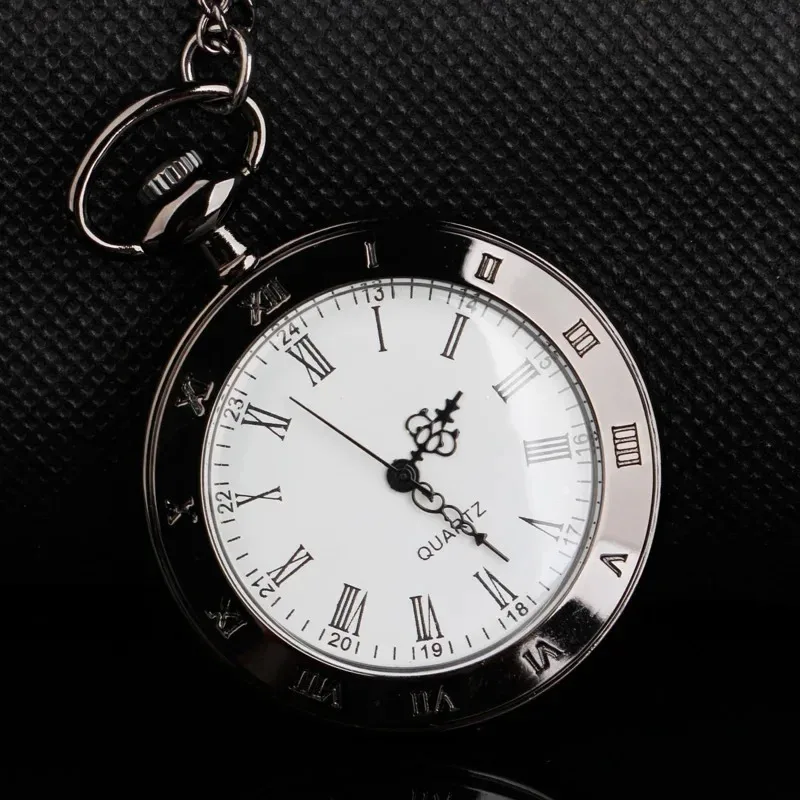 シンプルなクォーツ懐中時計 チェーン付き アナログ ネックレス ペンダント 彫刻入り懐中時計 ギフト メンズ レディース
