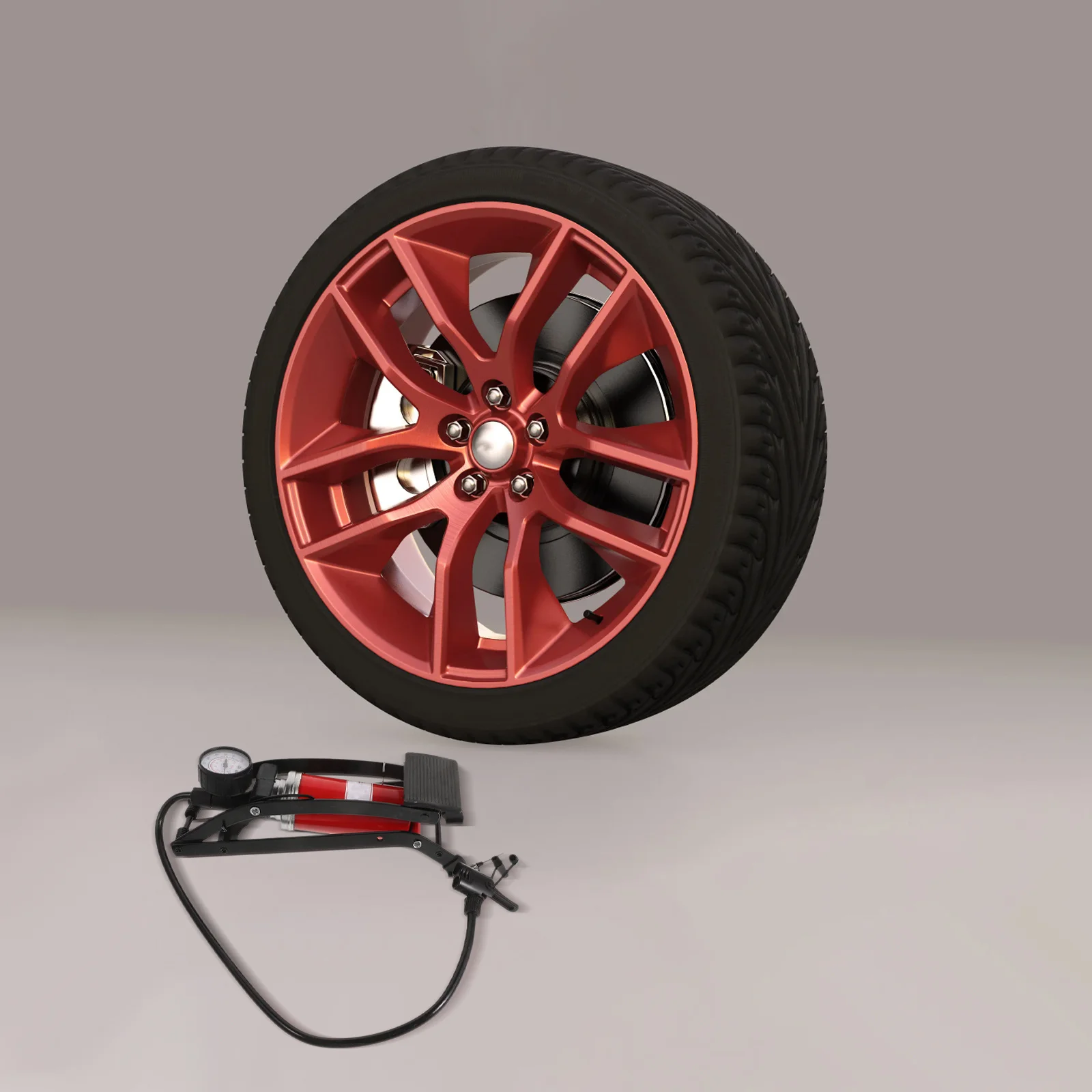 

1pc Foot For Car Tire High Pressure Bike Pump With Barometer Anti-Slip Design Tire Floor Pump For Motorcycle Bicycle Boats