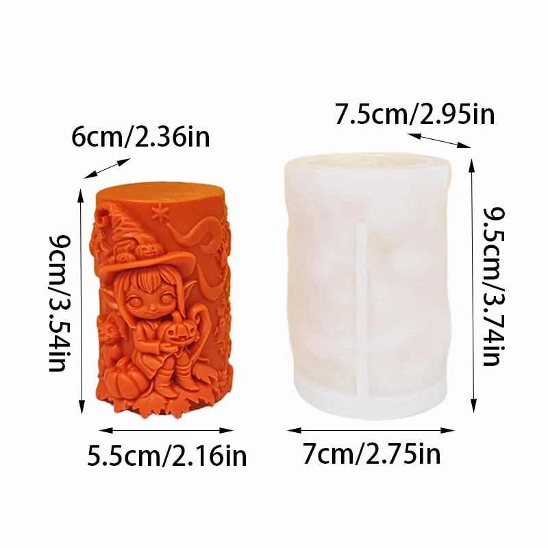 Witch Silicone Candle Mold Witch-Shaped Aromatherapy Silicone Candle Mold Pumpkin and Kitten Pattern Candle Tools