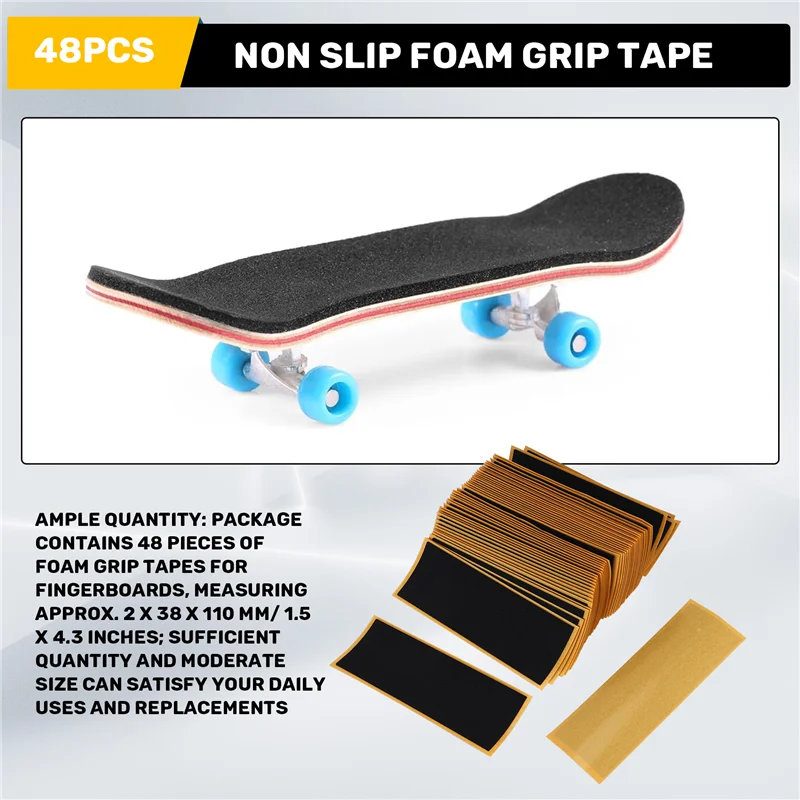 AED4-48 ชิ้น Fingerboard Foam Grip เทปกาวโฟมเทปไม่ลื่นโฟม Grip เทปสําหรับ Mini สเก็ตบอร์ด
