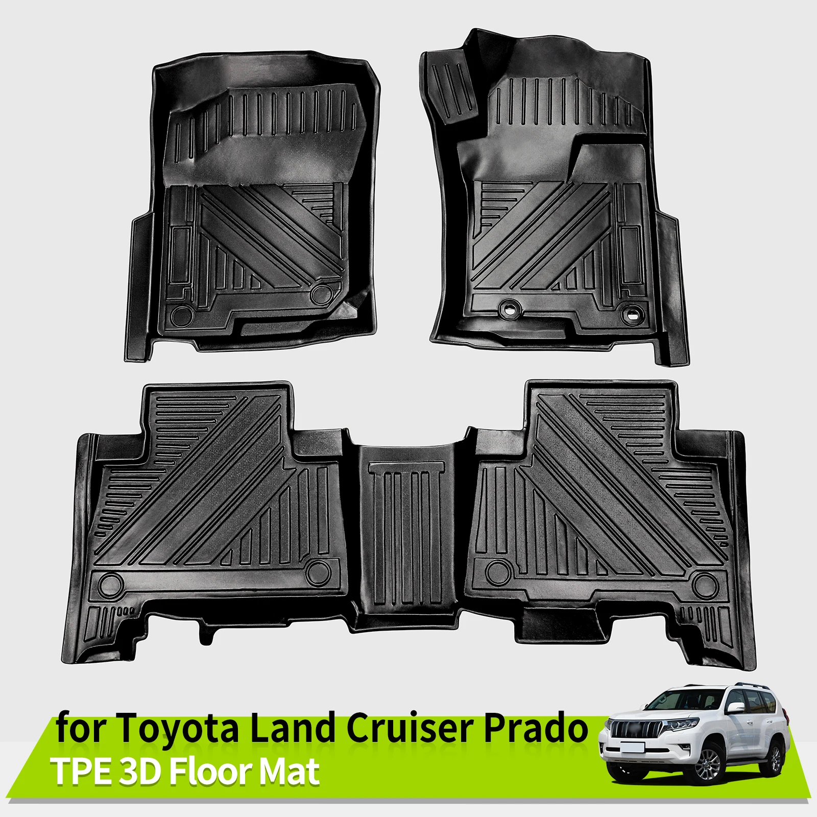 for Toyota Land Cruiser Prado 2010~2022 J150  Car Floor Mats Trunk Backrest Pad TPE