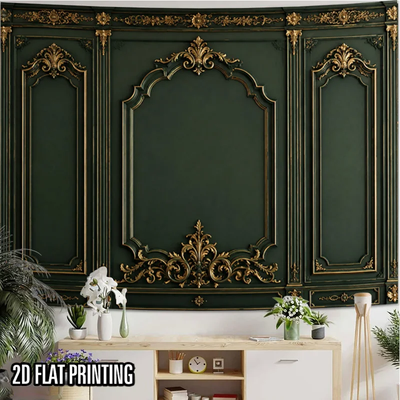 Elegant Gold Ornate Wall Panel Wallpaper Mural Room Decor Luxury Baroque Style Accent Wall Backdrop