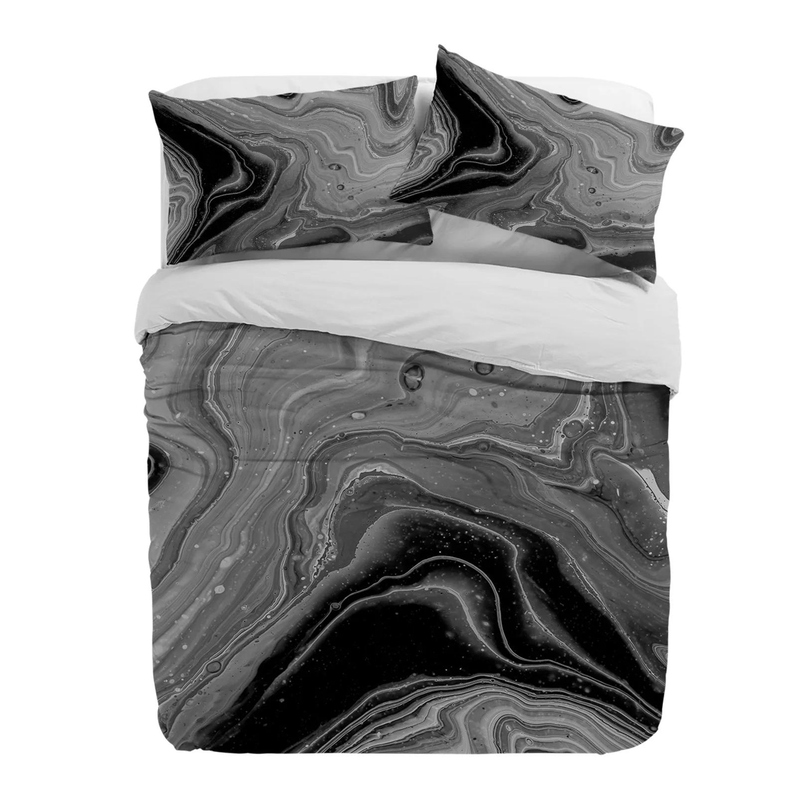 

Fluid Art Black White Duvet Cover With Pillow Case Custom 3pcs Bedding Set Quilt Cover Double Bed Home Textile