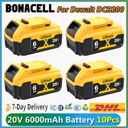 For DeWalt DCB200 Battery 20V 6000mAh Replacement Battery Li-ion Battery For DeWalt DCB205 DCB206 DCB209 DCB609 Tool Battery